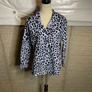 Vilagallo‎ Animal Print Long Sleeves Collared Button Up Blouse Size 46/ XL